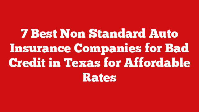 7 Best Non Standard Auto Insurance Companies for Bad Credit in Texas for Affordable Rates