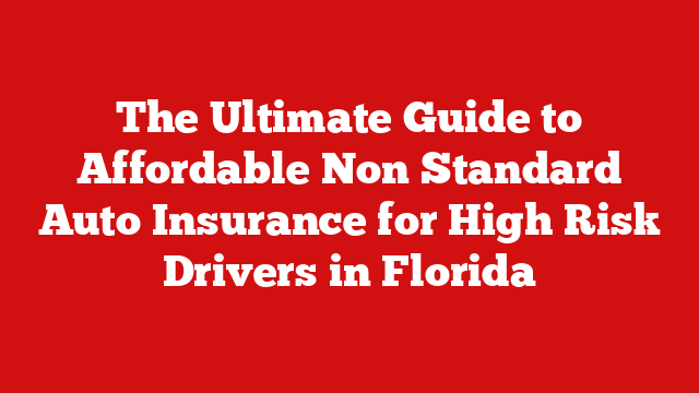 The Ultimate Guide to Affordable Non Standard Auto Insurance for High Risk Drivers in Florida